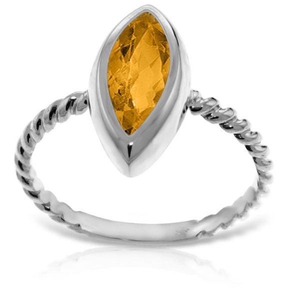 14K. SOLID GOLD RINGS WITH NATURAL MARQUIS CITRINE